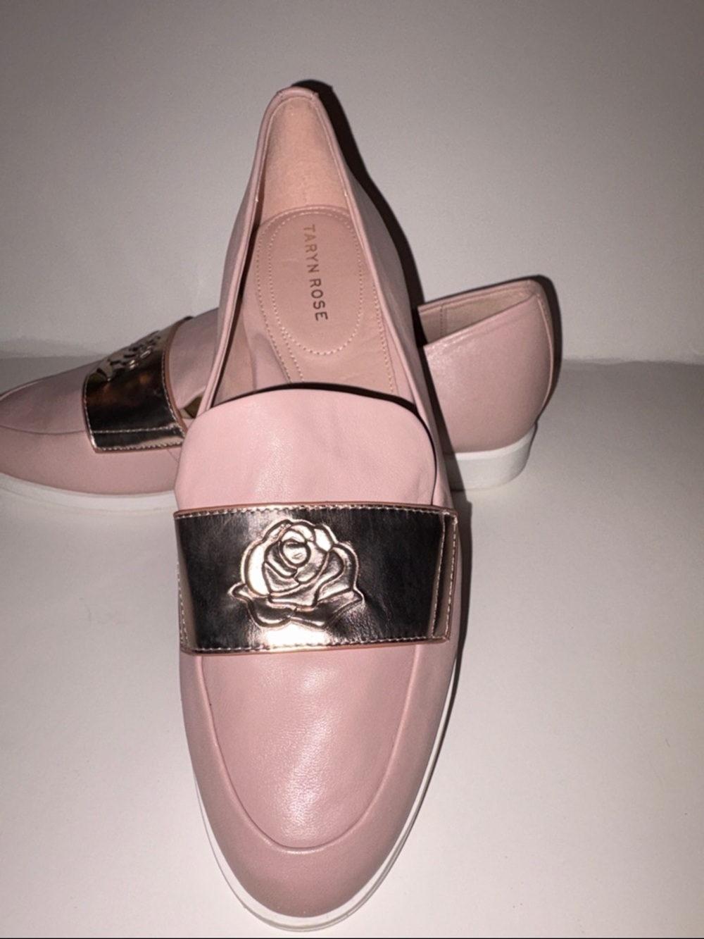 Taryn Rose Blush Pink Leather Loafers with Metallic Rose Strap - Picture 7 of 7